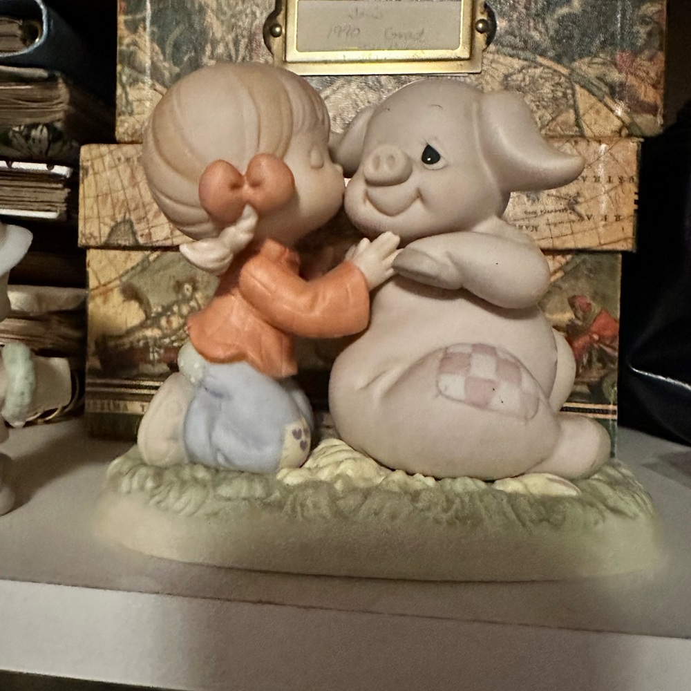 Precious moment pig and girl